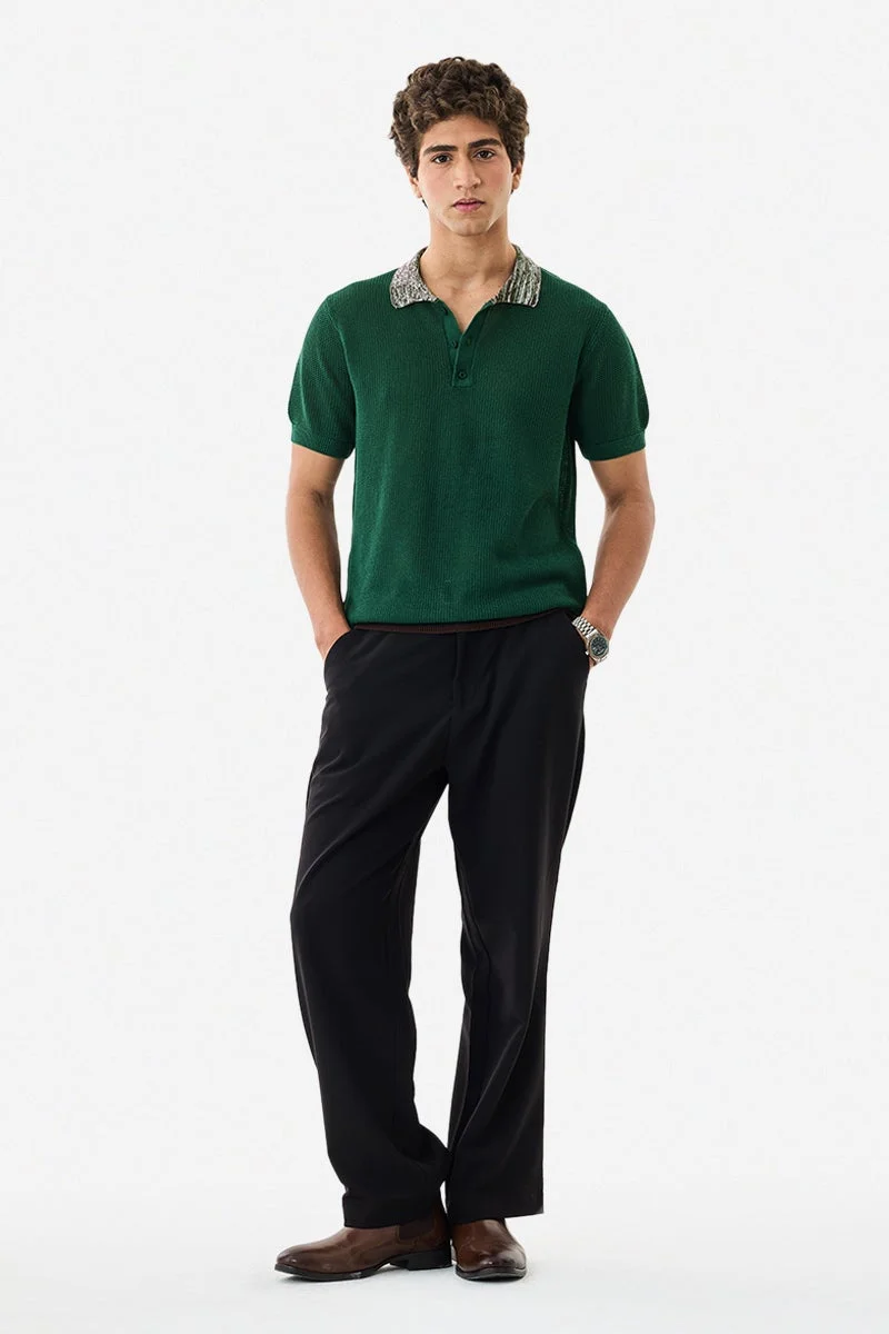 SNITCH Contrast Jacquard Collar Polo T-Shirt